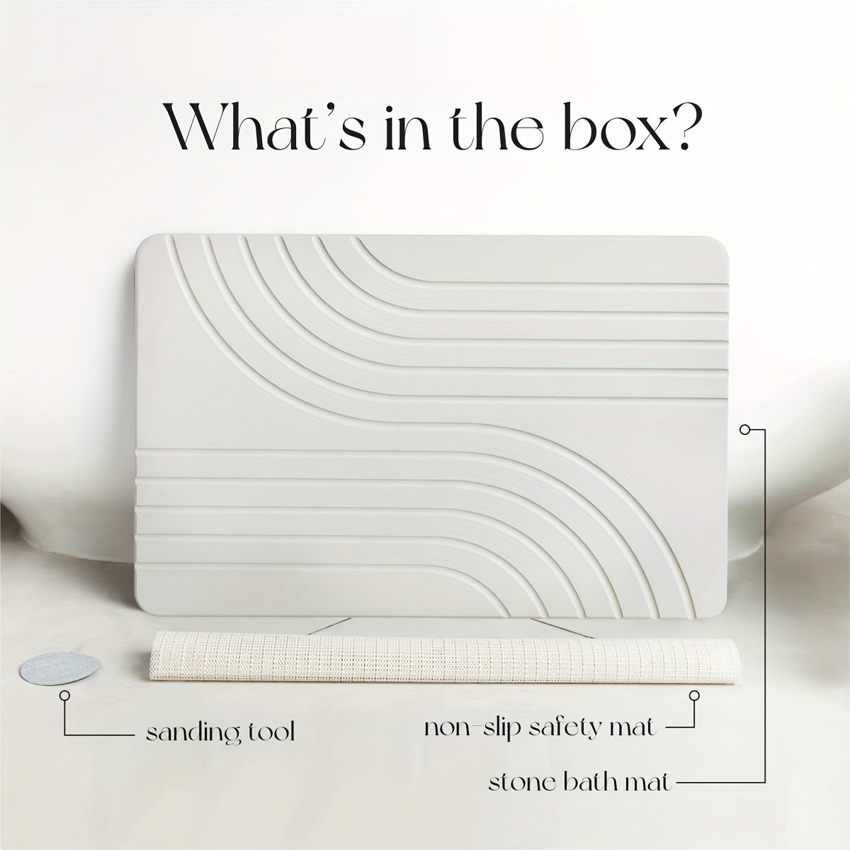 Stone Bath Mat, Diatomaceous Earth Non-Slip Stone Shower Mat - Quick Drying Absorbent Bath Stone Mat - Elegant & Modern Design, Easy To Clean (23.5 X 15 Sandstone)