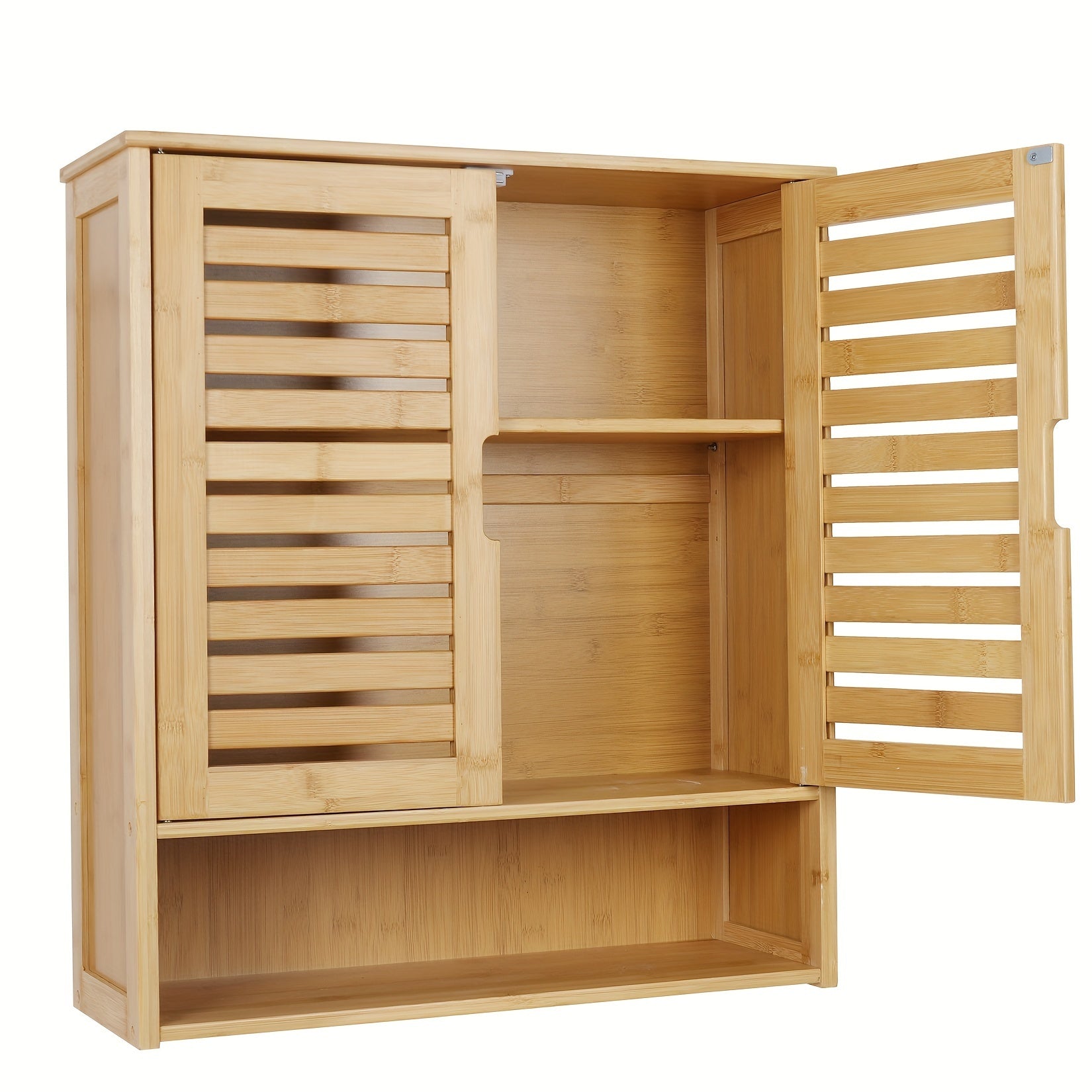 Multifunctional Bamboo Wood Wall Cabinet with Flip-Door Closure & 3 Shelves - Suitable for Bathroom, Kitchen Storage Organizer, Medicine Cabinet, Space-Saving Medicine Storage Organizer with Bamboo for Use