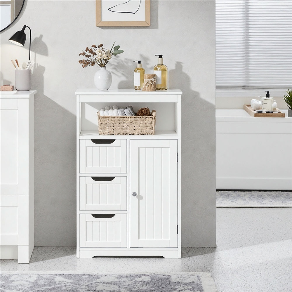 Costoffs Bathroom Storage Cabinet with Drawers, Moisture-Resistant Modern Cabinet Organizer with Multiple Tiers Shelves Storage, Easy-Clean Surface Bathroom Cabinet for Bathroom Living Room