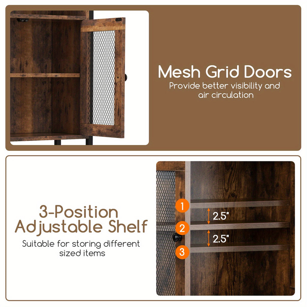 Lifezeal Over-the-toilet Storage Cabinet, Bathroom Storage Organizer above Toilet with Heavy-duty Metal Frame & 3-position Adjustable Shelf, 2-door Freestanding Space Saver for Bathroom, Laundry, Rustic Brown