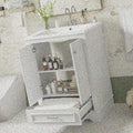 24'' Bathroom Vanity with Ceramic Sink Combo, Modern Freestanding Storage Cabinet with Silvery Handles, Soft Closing Doors