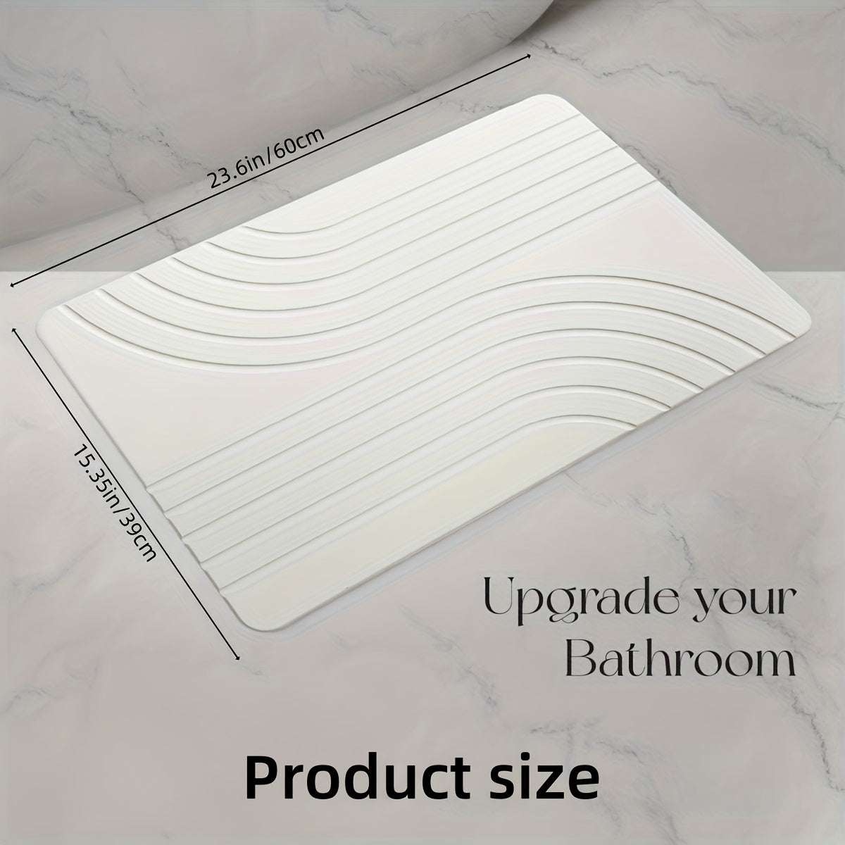 Stone Bath Mat, Diatomaceous Earth Non-Slip Stone Shower Mat - Quick Drying Absorbent Bath Stone Mat - Elegant & Modern Design, Easy To Clean (23.5 X 15 Sandstone)