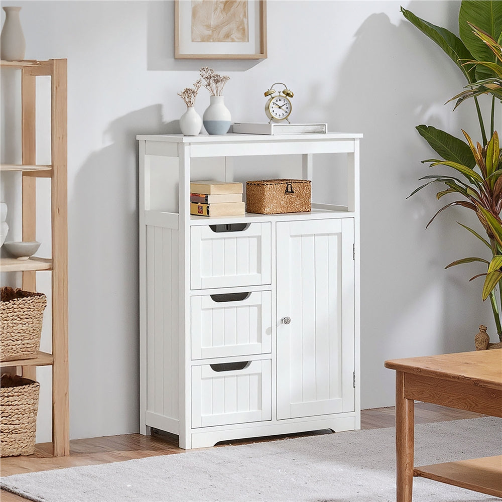 Costoffs Bathroom Storage Cabinet with Drawers, Moisture-Resistant Modern Cabinet Organizer with Multiple Tiers Shelves Storage, Easy-Clean Surface Bathroom Cabinet for Bathroom Living Room