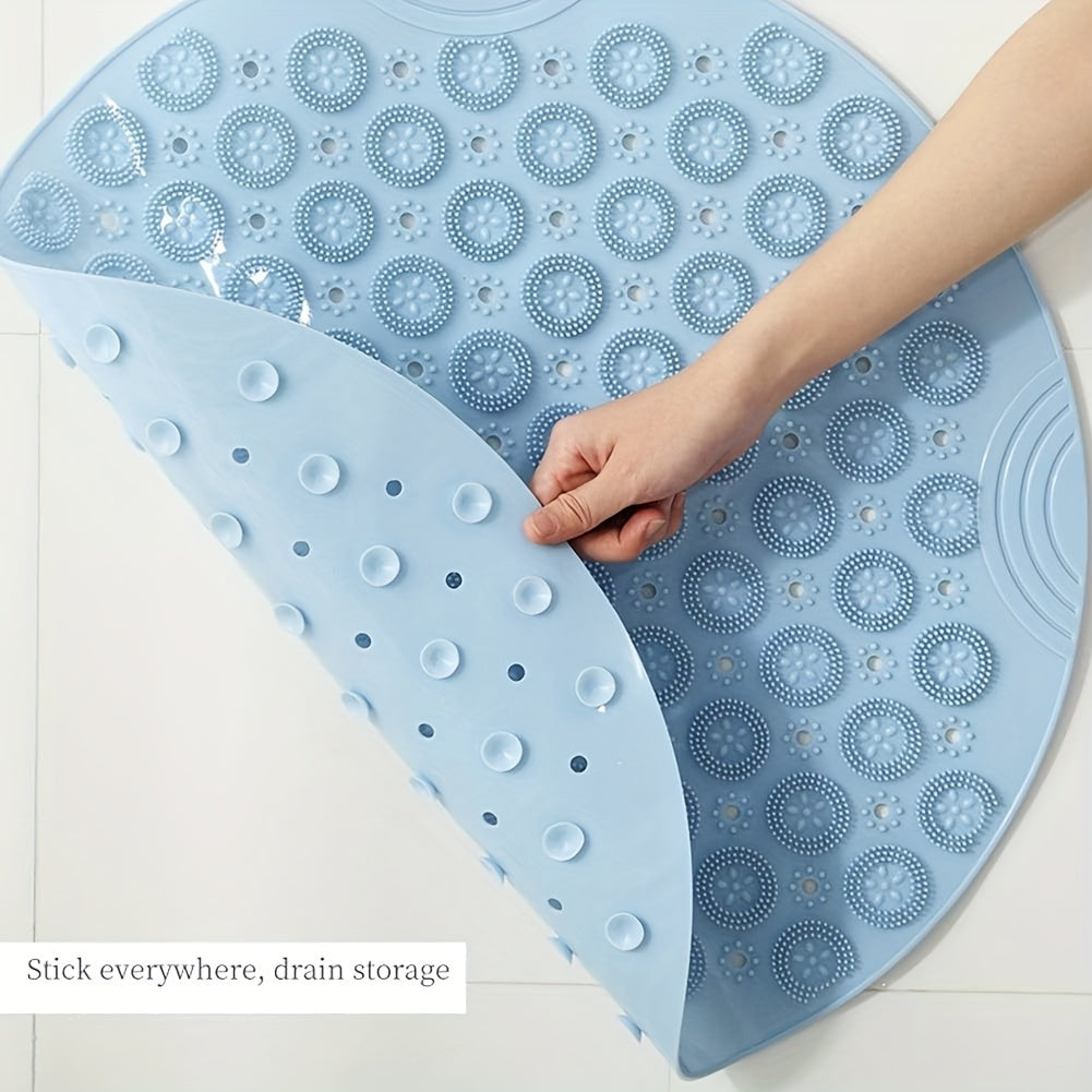 Shower Mat, 22 Inch Round Shower Stall Mat, PVC Bathtub Mat, Non Slip Bath Mat with Suction Cups And Drain Holes, Machine Washable for Bathroom Bathtub Swimming Pool, Foot Massage, Octopus Suckers
