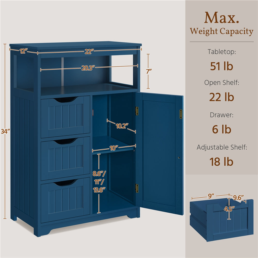 Costoffs Bathroom Storage Cabinet with Drawers, Moisture-Resistant Modern Cabinet Organizer with Multiple Tiers Shelves Storage, Easy-Clean Surface Bathroom Cabinet for Bathroom Living Room