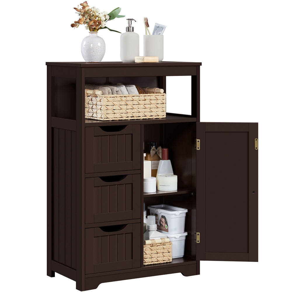 Costoffs Bathroom Storage Cabinet with Drawers, Moisture-Resistant Modern Cabinet Organizer with Multiple Tiers Shelves Storage, Easy-Clean Surface Bathroom Cabinet for Bathroom Living Room