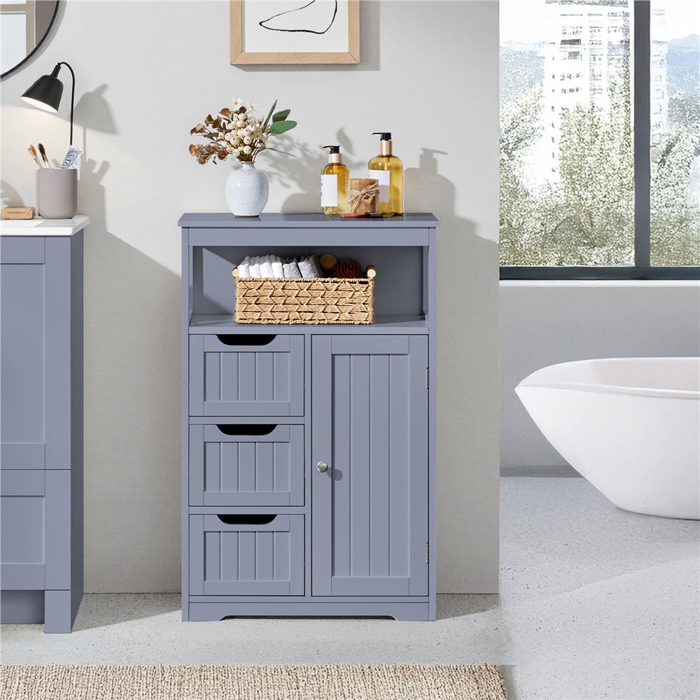 Costoffs Bathroom Storage Cabinet with Drawers, Moisture-Resistant Modern Cabinet Organizer with Multiple Tiers Shelves Storage, Easy-Clean Surface Bathroom Cabinet for Bathroom Living Room