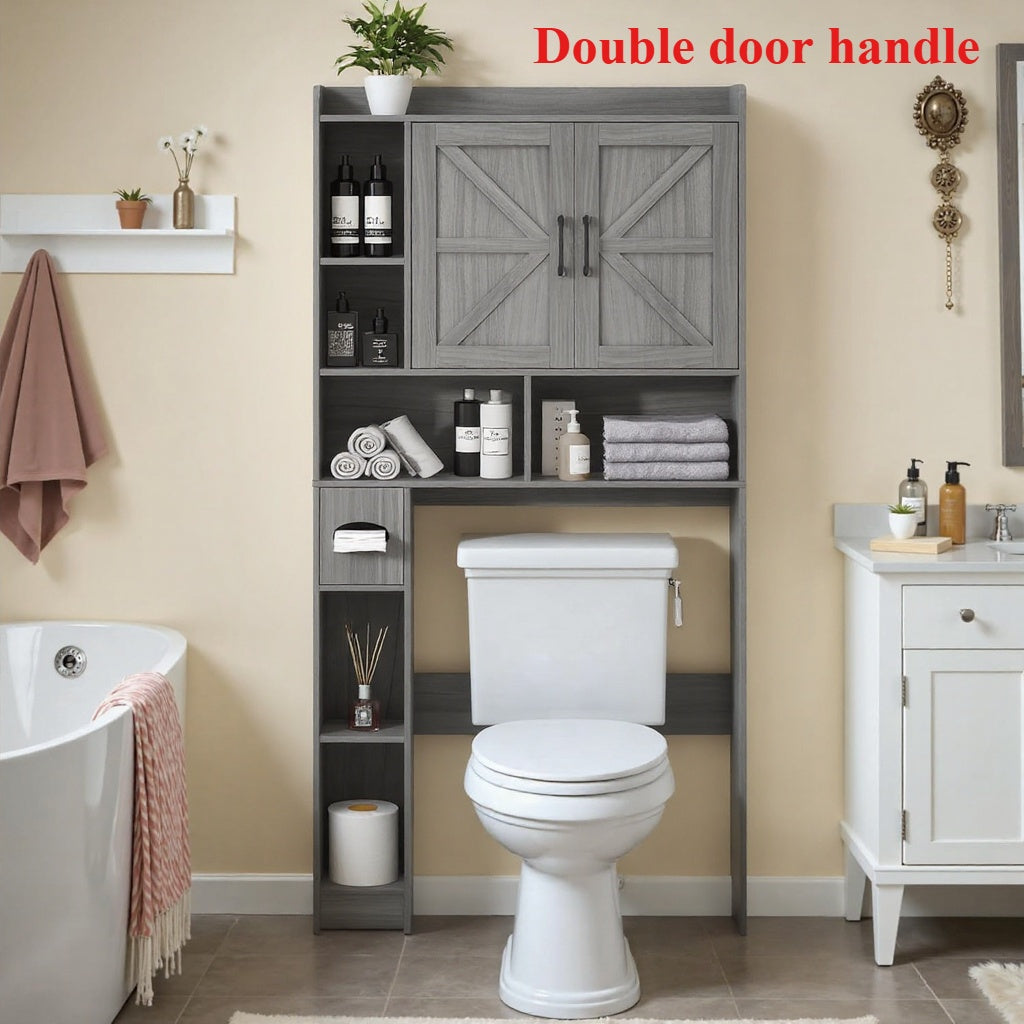 Over-The-Toilet Storage Cabinet with Toilet Paper Holder Stand - Space-Saving -Standing Bathroom Shelf, \u002FPlywood Suitable for Bathroom, Restroom, Laundry Room, Modern Minimalist with Assembly