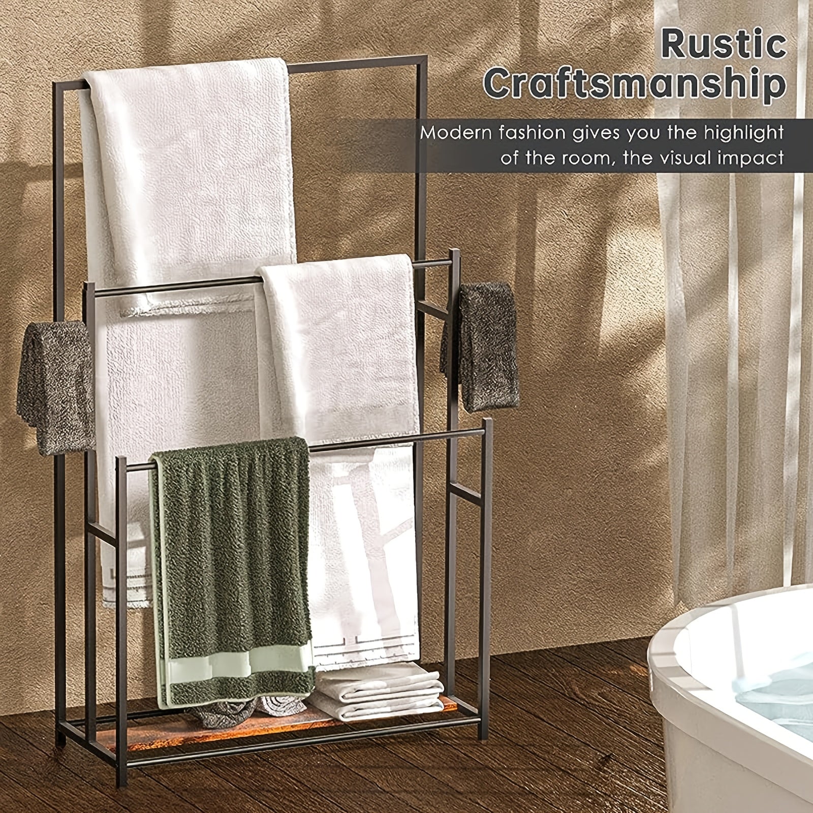 47.2 Inch Tall Free Standing Towel Racks 3 Tier Pool Towel Rack Outdoor Oversized Floor Bath Towel Drying Valet Holder Blanket Quilt Rack Stand For Bathroom Bedroom Beach Hot Tub Gym Pool Area Outside 2pcs