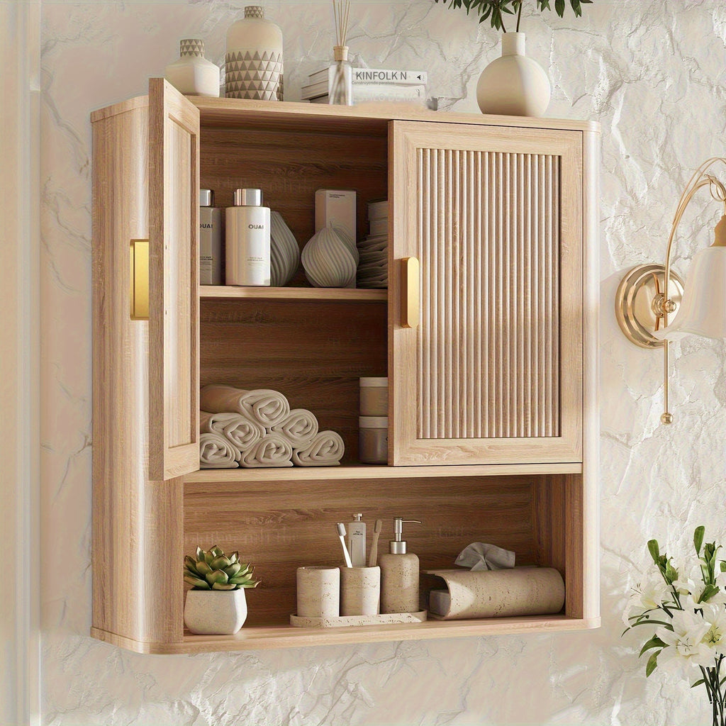 Natural Oak Medicine Cabinet Natural Oak Wood Medicine Cabinet with Adjustable Shelves - Bathroom Storage Over The Toilet Organizer for Laundry Room, Kitchen & Living Room