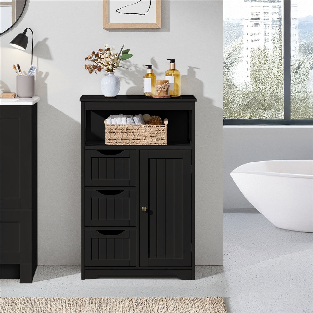 Costoffs Bathroom Storage Cabinet with Drawers, Moisture-Resistant Modern Cabinet Organizer with Multiple Tiers Shelves Storage, Easy-Clean Surface Bathroom Cabinet for Bathroom Living Room