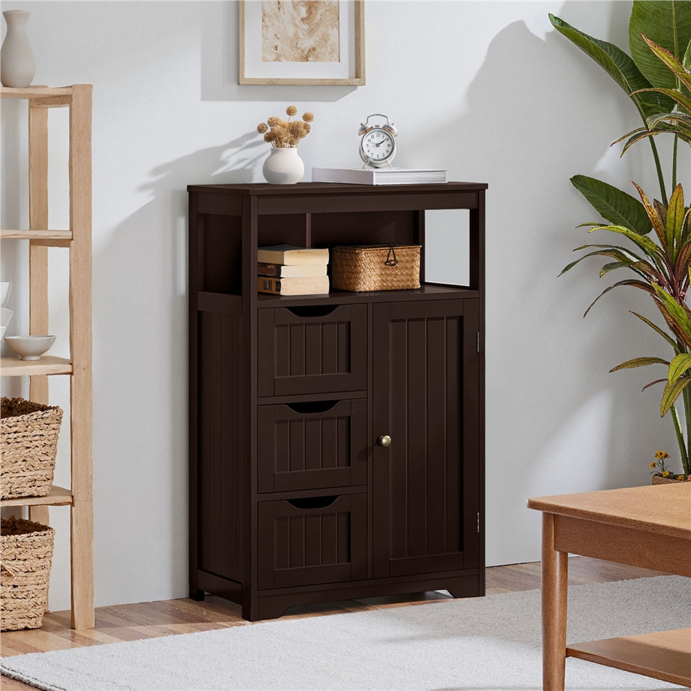 Costoffs Bathroom Storage Cabinet with Drawers, Moisture-Resistant Modern Cabinet Organizer with Multiple Tiers Shelves Storage, Easy-Clean Surface Bathroom Cabinet for Bathroom Living Room